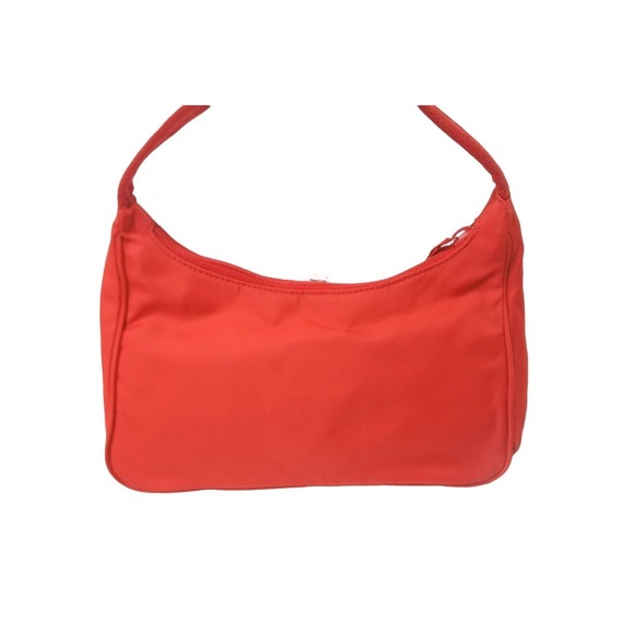 Prada Mini Handbag Hobo Triangle Logo Nylon Red - Picture 3 of 10